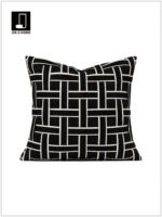 Black and white woven throw pillow design, suitable for modern interior design. - Image 2