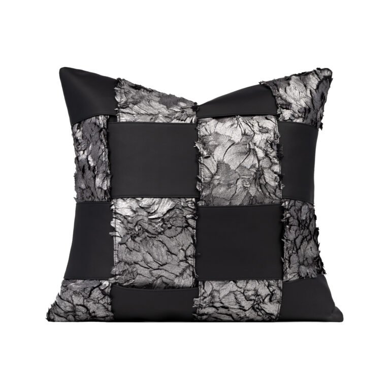 Handmade black snd silver woven sofa pillows,square pillows.