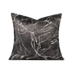 Soft furnishing design throw pillow, black marble texture, spun fabric