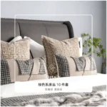 Affordable Luxury Showroom: Beige 10-Piece Bedding Set, Hotel Furniture Showroom, Bedding, Houndstooth Pillows, Throw Blankets - Image 3