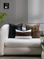 Luxury modern sofa cushions for model home living rooms; high-end custom-made bed lumbar pillows made from imported deer suede - Image 2