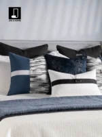 Blue-Toned Italian-Style Light Luxury Minimalist Modern Villa Bedding Set for Soft Furnishing Showrooms - Image 2