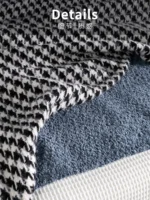 Showroom Blue-Toned Bedding Set: Modern, Light Luxury Blue Leather-Embroidered Houndstooth Throw Blanket for Villa Bedding - Image 4