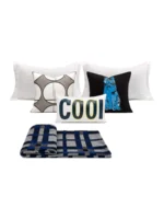 Children's Room Showroom: Blue “Cool” Theme Embroidered Minimalist Modern Boys' Bedroom Bedding 8-Piece Set - Image 5