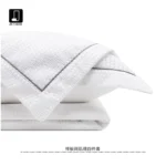 Jinshi Soft Furnishings Showroom: Italian-inspired, light luxury white-striped woven-texture high-end custom bedding four-piece set