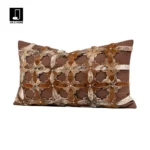 Coffee-colored, high-end, luxury-style woven genuine horsehair lumbar cushion for sofas and living rooms; model home and villa bedside cushion - Image 2