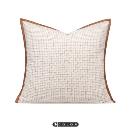 Showroom Home Decor: Cushions, Sofa, Living Room, Italian-Style Light Luxury, Brown-Edged Textured Headboard Pillows, Large Backrest Cushions