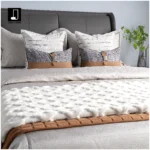 10-Piece Orange-Toned Bedding Set for Soft Furnishings Showroom; Hotel Furniture Showroom Bedding; Fleece Throw; White Cushions - Image 2