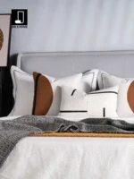 Interior Design Showroom: Brown Bedding Sets, Modern Luxury Furniture Showroom, Patchwork Pillows, 9-Piece Bedding Sets - Image 2