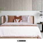 Soft Furnishings for Model Homes: Luxury 4-Piece Bedding Set with Orange Leather Embroidered Patchwork, 10-Piece Set - Image 2