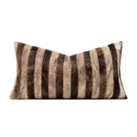 Custom-made coffee-colored horsehair vertical-striped lumbar pillow for sofas, living rooms, model homes, and villas—exuding a sense of light luxury and sophistication - Image 9