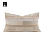 Luxury-style gray horsehair-woven lumbar cushion for sofas and living rooms; model home and villa bedding cushion
