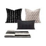 Cushion Set for Sofa and Living Room in Model Home: Modern, Light Luxury, High-End Leather, Woven, Shaggy, and Genuine Mink Fur Cushions - Image 5