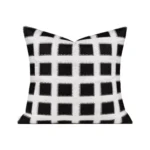 Cushions for Sofas and Living Rooms: Light Luxury, High-End, Modern Minimalist Showroom-Style Black-and-White Checkered Leather Embroidered Headboard and Armrest Cushions - Image 5