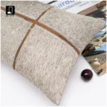 Cushion for Sofa, Living Room, Light Luxury, High-End Look, Gray Genuine Horsehair Patchwork Lumbar Pillow, Model Home, Villa, Bed Cushion - Image 2