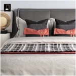 Modern Nordic-style model villa throw blanket; hotel-style Italian-inspired luxury sofa throw; black-and-white striped footboard throw - Image 2