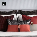 11-Piece Red Bedding Set for Soft Furnishing Showrooms: Modern, Light Luxury, High-End Wood-Grain Textured Bedding Set - Image 7