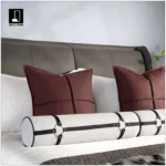 Soft Furnishings for Model Homes: Light Luxury Wabi-Sabi Style 4-Piece Bedding Set in Brown with Black and White Stripes - Image 2