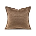 Brocade and Brown Shaggy Cushions: Luxury-Style Living Room Sofa Pillows for Villas, Hotel Model Rooms, and Showroom Cushion Sets - Image 5
