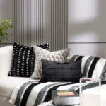 Cushion Set for Sofa and Living Room in Model Home: Modern, Light Luxury, High-End Leather, Woven, Shaggy, and Genuine Mink Fur Cushions - Image 2