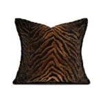 Brocade-style Shanghai-inspired vintage-style black-and-gold gradient throw pillow; villa model home sofa tiger-print cushion; showroom bedside pillows - Image 5