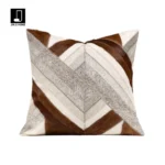 Coffee-colored, high-end, luxury-style woven horsehair square throw pillow for sofas and living rooms; model home and villa bedside cushion