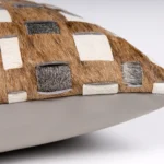 Coffee-colored, high-end, luxury-style woven genuine horsehair lumbar cushion for sofas and living rooms; model home and villa bedside cushion - Image 4