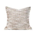 Cushion for Sofa in Living Room: Minimalist Modern Wabi-Sabi Style Model Unit - Off-White Hand-Woven Cotton-Linen Cushion Cover - Image 5
