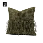 Green Leather and Hemp Rope Woven Square Cushion for Sofas and Living Rooms: A Touch of Luxury—Model Unit Bed Cushions - Image 2