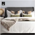 Modern Luxury Showroom Throw, Nordic Villa Sofa Cover, Hotel & B&B Beige Fringed Bedside Throw - Image 2