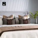 10-piece bedding set in shades of brown for model homes – upscale Italian hotel-style bedding with a bedspread, pillows, and pillowcases - Image 4