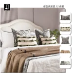 Brocade-Style Light Luxury Green 12-Piece Bedding Set for Model Homes, B&Bs, Villas, and Showrooms—High-End Multi-Piece Sets