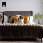 Showroom Villa Living Room Sofa Throw and Bedspread: Hotel-Style Italian-Inspired Light Luxury Coffee-Colored Silk Velvet Crinkle-Finish Footboard Throw - Image 2