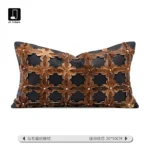 Luxury-Style Black and Brown Genuine Horsehair Woven Cushion for Sofas and Living Rooms—Model Home Villa Bed Cushion