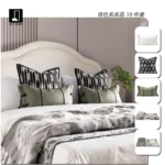Brocade-Style Light Luxury Green 10-Piece Bedding Set for Model Homes, B&Bs, Villas, and Showrooms—High-End Multi-Piece Sets