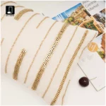 Soft furnishings, sofas, model homes, bay windows, modern, Nordic, Italian, light luxury, hand-beaded, gold metallic throw pillows - Image 2