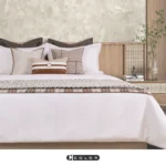 Bedding set for model homes in a slightly luxurious wabi-sabi style: 4-piece set in brown with black-and-white stripes - Image 2