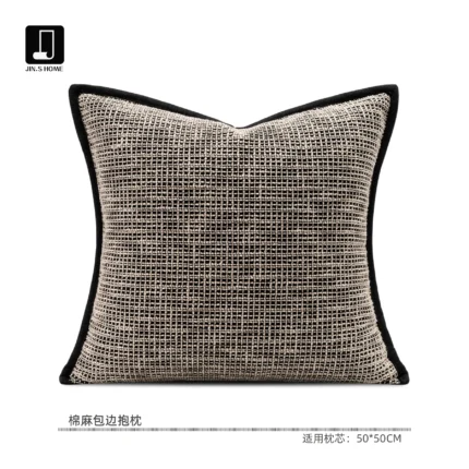 Minimalist Modern New Chinese-Nordic Instagram-Style Minimalist Sofa Showroom: Light Luxury Gray and Black Trimmed Custom Pillows
