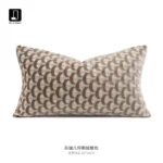 Brocade-Print Abstract Geometric Pattern Cushion Cover: Gray-Beige Shaggy Texture, Minimalist Modern Style for Showroom Living Rooms and Bedrooms