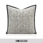 Soft Furnishings: Sofa, Model Home, Bay Window, Hotel, B&B, Modern, Nordic, Minimalist, Light Luxury, Black and White, Textured Cushions and Pillows