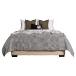 Soft Furnishings for Model Homes: Luxury Four-Piece Bedding Set with Green Woven Leather and Rabbit Fur Throw - Image 5