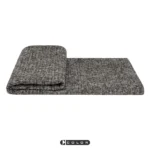 Soft Furnishings for Model Homes: Scandinavian Modern and Italian-Style Luxury Living Room with Bay Window—Black-and-White Cotton-Linen Textured Throw and Lounge Blanket