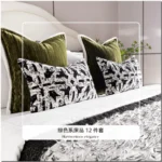 Brocade-Style Vintage Green 12-Piece Bedding Set for Model Rooms, B&Bs, Villas, and Showrooms—High-End Multi-Piece Sets - Image 3