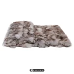 Soft Furnishings for Model Homes: Scandinavian Modern and Italian-Style Luxury Living Room Bay Window with High-End Fox Fur Throw and Lounge Blanket