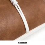 Soft furnishings: Sofa, model home, bedside, Nordic and Italian-style, light luxury, coffee-brown leather with jute rope weave, lumbar pillow, cushion - Image 3