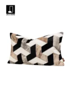 Luxury-style Black and Gray Genuine Horsehair Woven Cushion for Sofas and Living Rooms—Model Home Villa Bed Cushion - Image 2