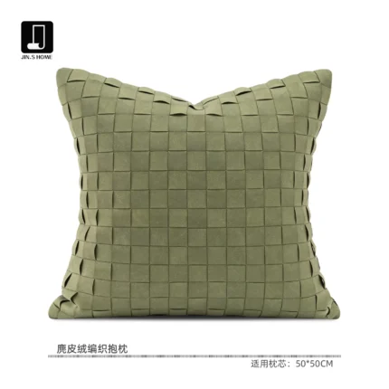 Soft Furnishings: Sofa, Model Home, Bay Window, Hotel, Modern, Nordic, Italian, Light Luxury, Green, Deer Skin, Velvet, Woven, Decorative Pillows