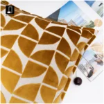 Yellow Brocade Geometric Cut-Pile Cushion for Living Room and Bedroom: Light Luxury Retro Decorative Pillow for Model Homes and Villas - Image 2