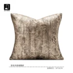 Light Gold Hot-Stamped Velvet Cushions for the Living Room Sofa in a Luxe Villa; Hotel Model Unit and Showroom Cushions