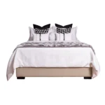 Soft Furnishings for Model Homes: Luxury 4-Piece Bedding Set in Nordic Black, White, and Brown with Gold Accents and Tasseled Pillows - Image 5